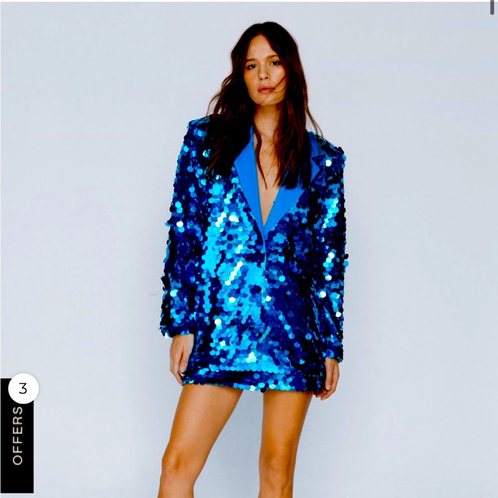 Disc Sequin Oversized Blazer